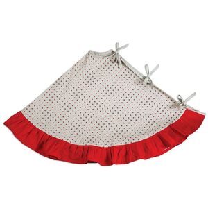 BNWT CTW Home Collection Tan Red Stars With Ruffle Christmas Tree Skirt 50”